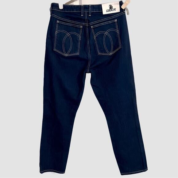 Jordache Jeans Women's Size 30 Blue Dark Wash Vintage Crop White Stitching - Picture 1 of 8